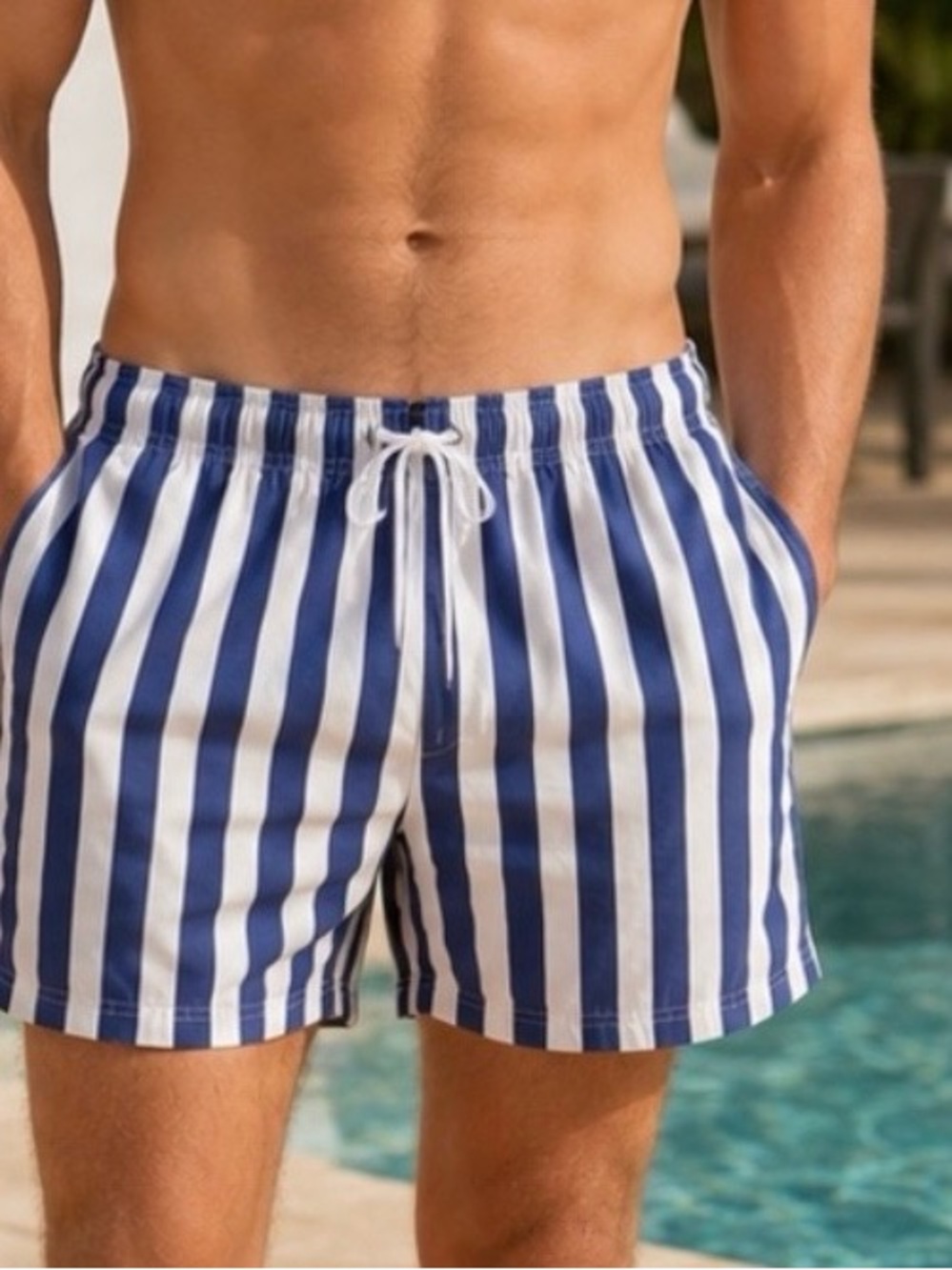 Cotton On Blue & White Striped Swim Trunks Mesh Lined Men’s S